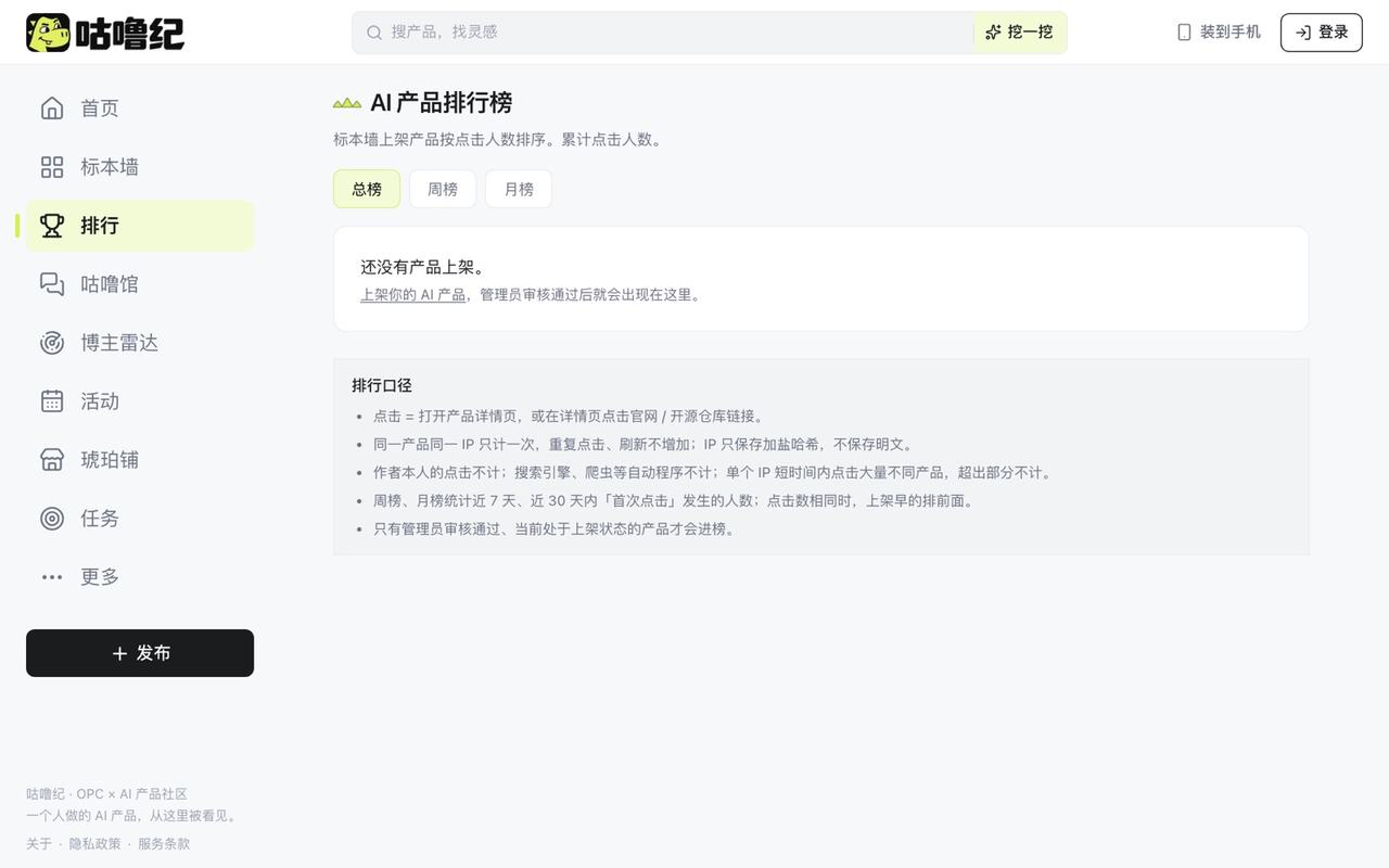 咕噜纪排行页:总榜、周榜、月榜与排行口径